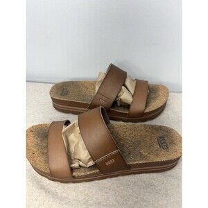 Reef Womens Cushion Vista Hi Tan Comfort Sandals Platform Double Strap Sz 11